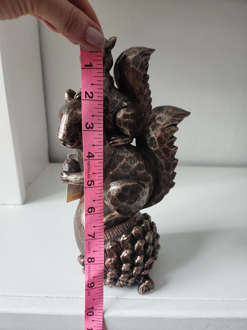 Bronze-Tone Twin Squirrel On Top Of Acorn Resin Figurine Decorative Accent 10 In